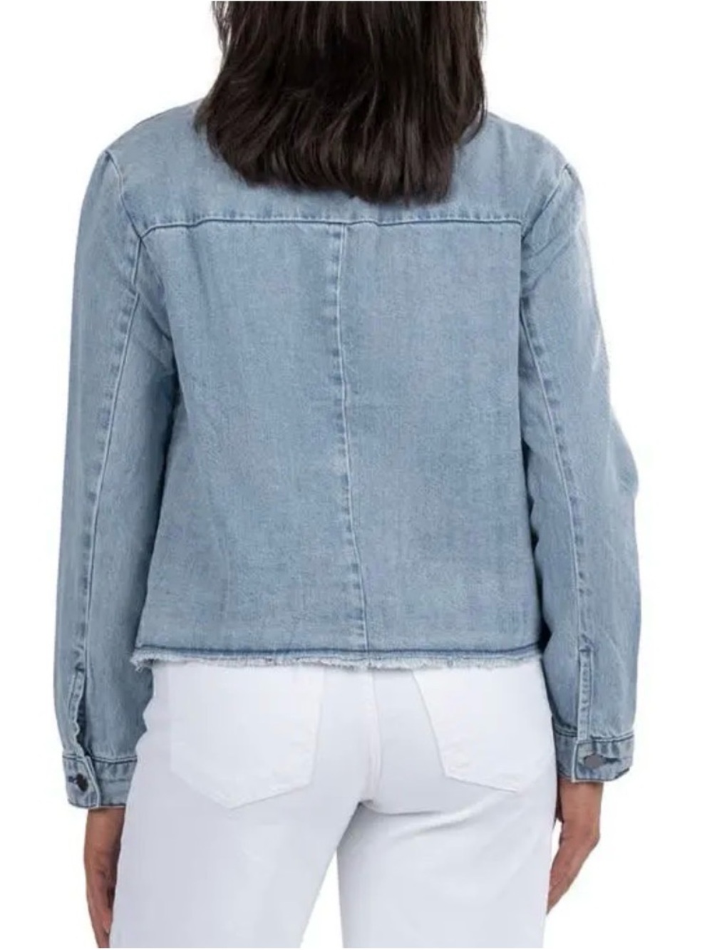 KUT from the Kloth Olea Frayed Denim Jacket Light Wash Small - Picture 10 of 11